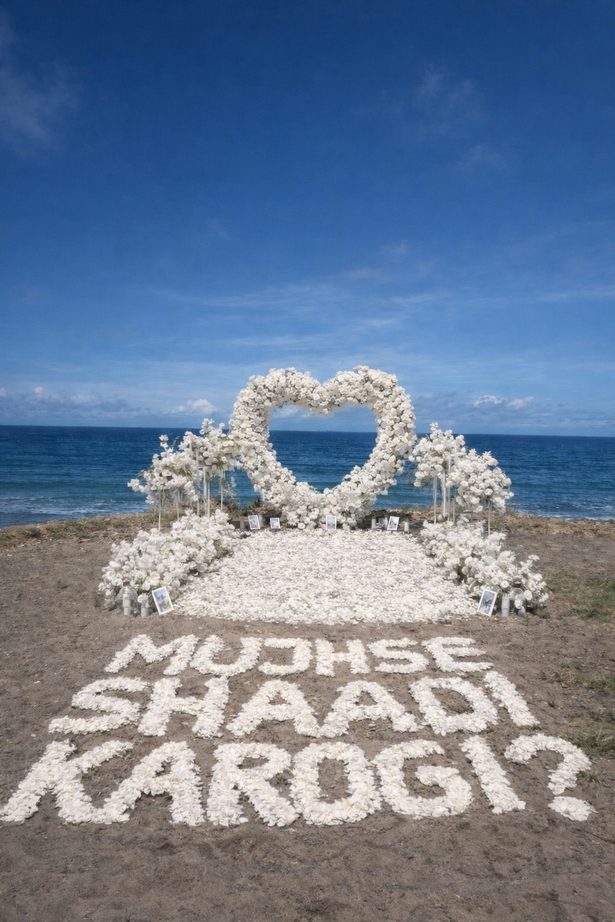 Love / Moon / Round Arch proposal setup in Bali